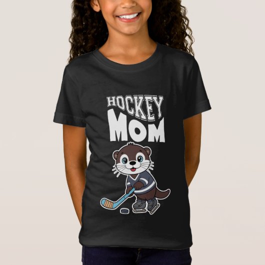 Cute Otter Hockey Mom - Fun Sports Animal Graphic Tシャツ (正面)