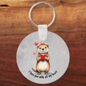 Cute Otter I love YOU with all my Heart キーホルダー (正面)