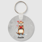 Cute Otter I love YOU with all my Heart キーホルダー (裏面)