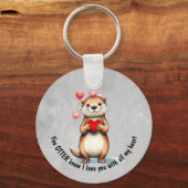 Cute Otter I love YOU with all my Heart キーホルダー (正面)
