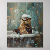 Cute Otter in Bubble Bath Poster ポスター (正面)