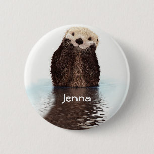 Cute Otter in Water 缶バッジ