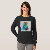 Cute Otter Paint Splatter Illustration Colorful Wa Tシャツ (正面フル)