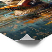 Cute Otter Reading a Book Poster ポスター (角)