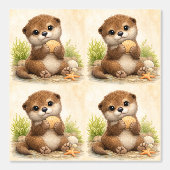 Cute Otter Seashell Pattern Wallpaper 壁紙 (正面)