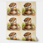 Cute Otter Seashell Pattern Wallpaper 壁紙 (ほどく)