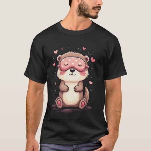 Cute otter sleeping motif tシャツ (正面)