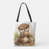 Cute Otter Tote Bag – Kawaii Beach Animal トートバッグ (裏面)