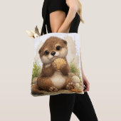 Cute Otter Tote Bag – Kawaii Beach Animal トートバッグ (クローズアップ)