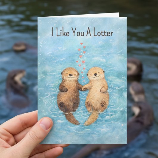 Cute Otter Valentine animal love シーズンカード