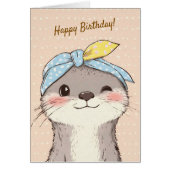 Cute Otter with Bandana Kids Birthday Invitation (正面)