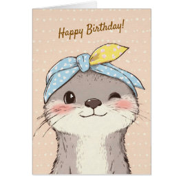 Cute Otter with Bandana Kids Birthday Invitation