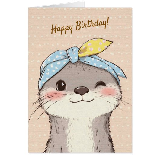 Cute Otter with Bandana Kids Birthday Invitation (正面)
