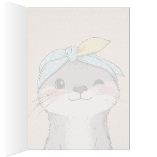 Cute Otter with Bandana Kids Birthday Invitation (内側 (右))