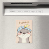 Cute Otter with Bandana Kids Birthday Invitation マグネット (インサイチュ (食洗機))