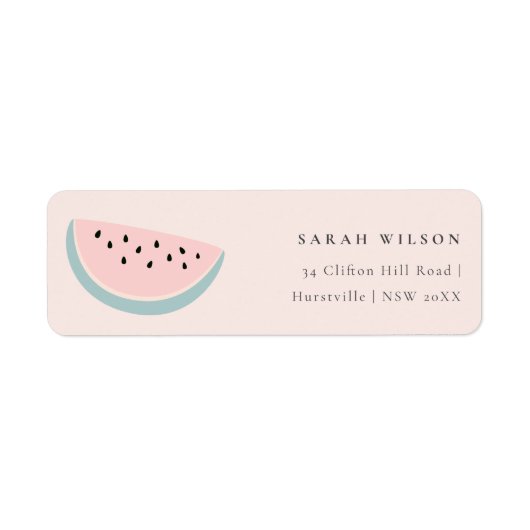 Cute Our Little Melon Pastel Pink Blush Address ラベル (正面)
