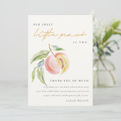 Cute Our Little Sweet Peach Watercolor Birthday サンキューカード (スタンド正面)