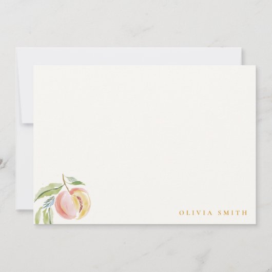 Cute Our Little Sweet Peach Watercolor Birthday ノートカード (正面)