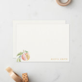 Cute Our Little Sweet Peach Watercolor Birthday ノートカード (正面/裏面インサイチュ)