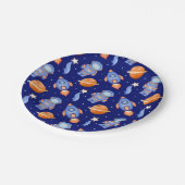 Cute Outer Space Planets & Astronaut ペーパープレート (アングル)