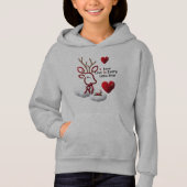 Cute Outline Reindeer Love Hearts Girls' Pullover  (正面)