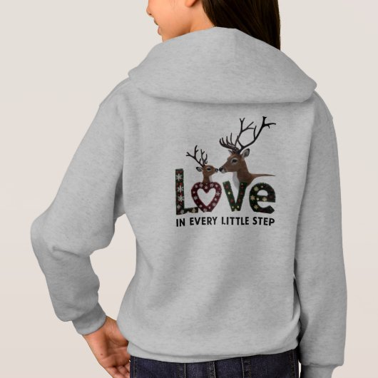 Cute Outline Reindeer Love Hearts Girls' Pullover  (裏面)