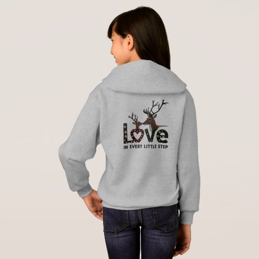 Cute Outline Reindeer Love Hearts Girls' Pullover (裏面フル)