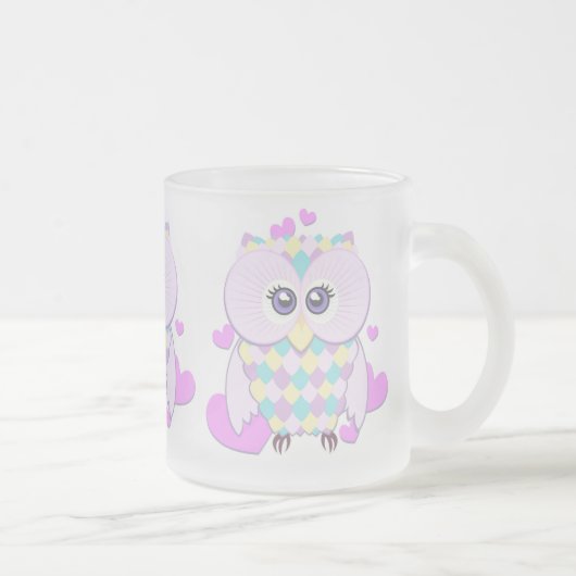 Cute Owl フロストグラスマグカップ (右)