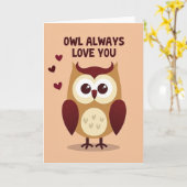 Cute Owl Always Love You Card カード (黄色い花)