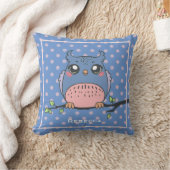 Cute Owl Art Dotty Personalised Girls クッション (ブランケット)