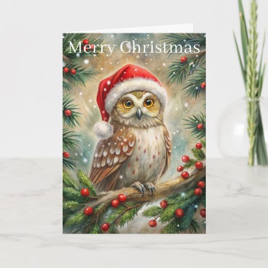 Cute Owl at Christmas シーズンカード (正面)
