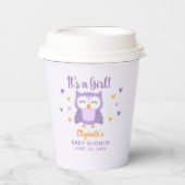 Cute Owl Baby Shower Girl 紙コップ (正面)