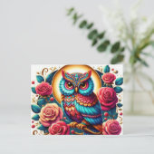 Cute owl bird lovers ポストカード (スタンド正面)