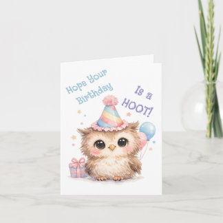 Cute Owl Birthday Card - Fun Hoot Celebration カード