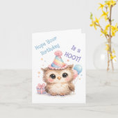 Cute Owl Birthday Card - Fun Hoot Celebration カード (黄色い花)