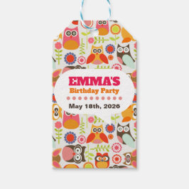 Cute Owl Birthday Invitation Hoot Hooray Birthday ギフトタグ