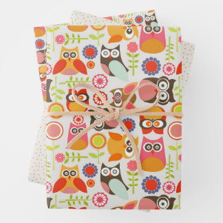 Cute Owl Birthday Invitation Hoot Hooray Birthday ラッピングペーパーシート