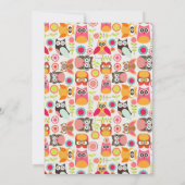 Cute Owl Birthday Invitation Hoot Hooray Birthday 招待状 (裏面)