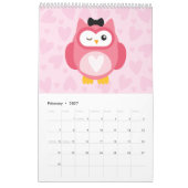 Cute Owl Calendar カレンダー (2月 2027)