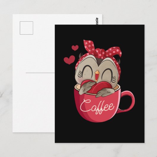 Cute Owl Coffee Mug Funny Owl Lover ポストカード (正面/裏面)