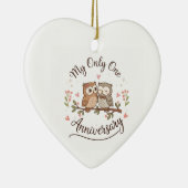 Cute Owl Couple My Only One Romantic Anniversary C セラミックオーナメント (右)