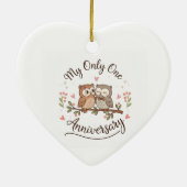 Cute Owl Couple My Only One Romantic Anniversary C セラミックオーナメント (裏面)