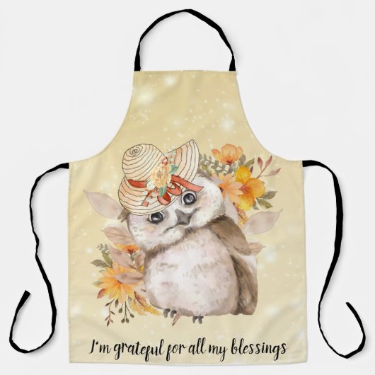 Cute owl Farmhouse romantic wallpaper エプロン (正面)