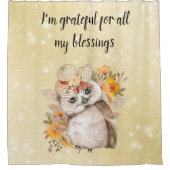 Cute owl Farmhouse romantic wallpaper シャワーカーテン (正面)