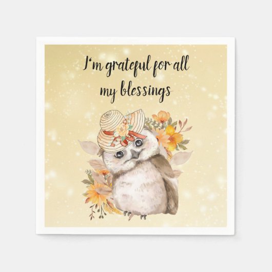 Cute owl Farmhouse romantic wallpaper スタンダードカクテルナプキン (正面)