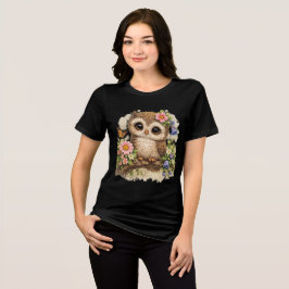 Cute Owl Floral Kawaii Animal T-Shirt Gift トライブレンドTシャツ