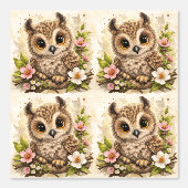 Cute Owl Floral Pattern Wallpaper Nursery 壁紙 (正面)