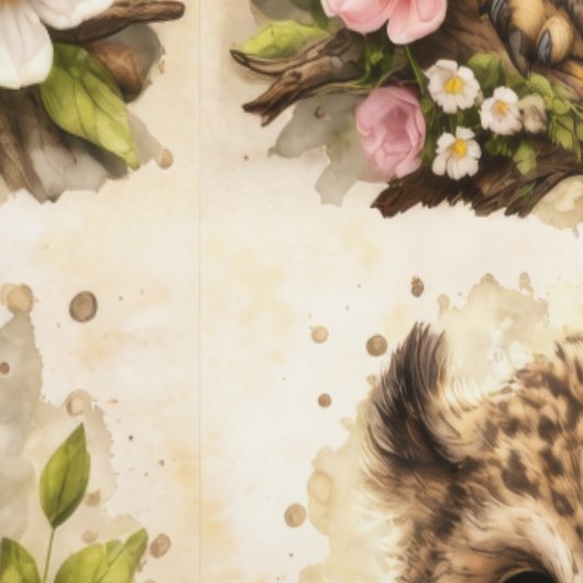 Cute Owl Floral Pattern Wallpaper Nursery 壁紙 (縫い目)