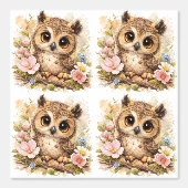 Cute Owl Flower Pattern Wallpaper Nursery 壁紙 (正面)