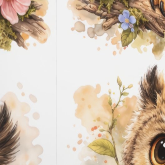 Cute Owl Flower Pattern Wallpaper Nursery 壁紙 (縫い目)
